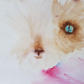 Painting titled "Le chat roux" by Ghislaine Rimmen-Mohl, Original Artwork, Watercolor