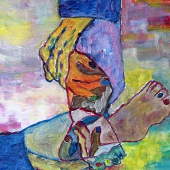 Картина под названием "Mains et pieds" - Ghislaine Rimmen-Mohl, Подлинное произведение искусства, Акрил