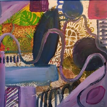 Malarstwo zatytułowany „Jungle” autorstwa Ghislaine Rimmen-Mohl, Oryginalna praca, Akryl