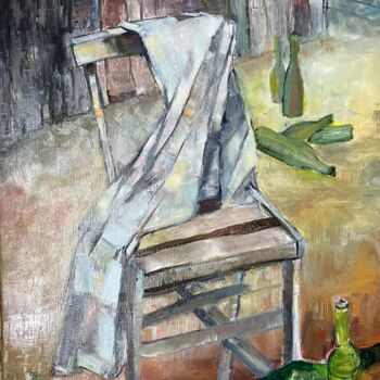 Картина под названием "La chaise vide" - Ghislaine Rimmen-Mohl, Подлинное произведение искусства, Масло Установлен на Деревя…