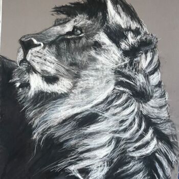 Rysunek zatytułowany „The lion king” autorstwa Ghislaine Rimmen-Mohl, Oryginalna praca, Pastel