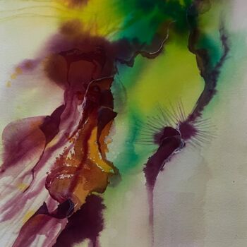 Painting titled "Encre abstraite 1" by Ghislaine Rimmen-Mohl, Original Artwork, Ink