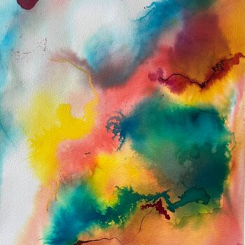 Painting titled "Abstraction 2-2025" by Ghislaine Rimmen-Mohl, Original Artwork, Watercolor