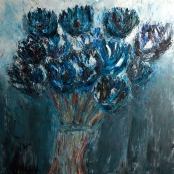 Peinture intitulée "Bouquet bleu" par Ghislaine Busson, Œuvre d'art originale