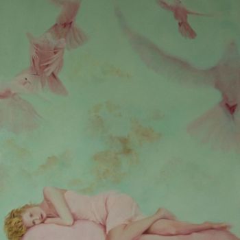 Pittura intitolato "la vie en rose" da Ghislaine Calën, Opera d'arte originale
