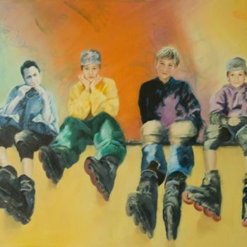 Painting titled "teenagers" by Ghislaine Calën, Original Artwork