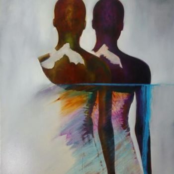 Painting titled "duo d'ombres" by Ghislaine Calën, Original Artwork