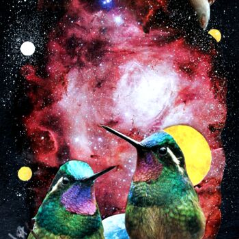 Collages titulada "Conversation noctur…" por Ghislaine Gabet, Obra de arte original, Collages