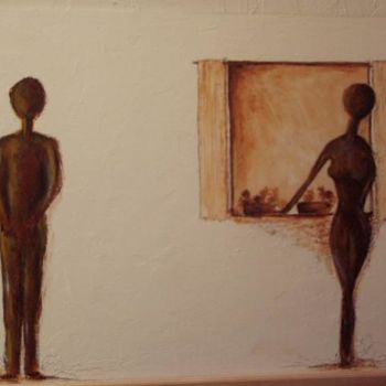 Peinture intitulée "en attendant" par Ghislaineh, Œuvre d'art originale, Huile