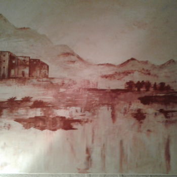 Malerei mit dem Titel "Village marocain" von Ghislaine Lauféron, Original-Kunstwerk, Acryl