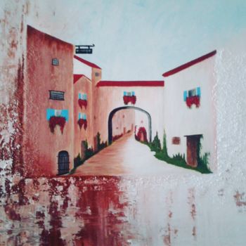 Malerei mit dem Titel "Maisons" von Ghislaine Lauféron, Original-Kunstwerk, Acryl