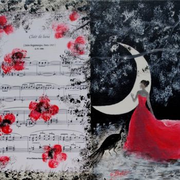 Peinture intitulée "clair de lune. Homm…" par Ghislaine Phelut-Sanchez, Œuvre d'art originale