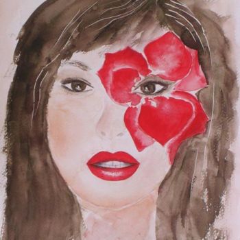 Painting titled "ROUGE" by Ghislaine Phelut-Sanchez, Original Artwork, Oil