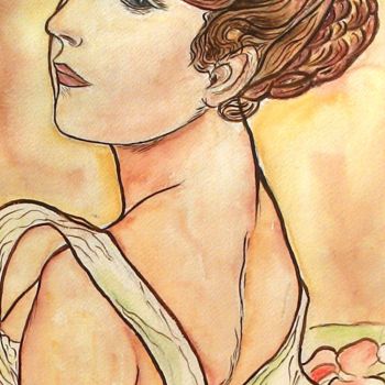 Painting titled "Summer, de Mucha. R…" by Ghislaine Phelut-Sanchez, Original Artwork