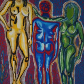 Peinture intitulée "three women" par Ghislaine Sabiti, Œuvre d'art originale, Huile