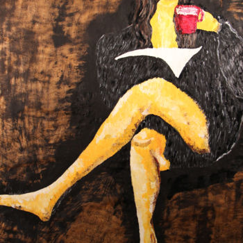 Peinture intitulée "La reveuse" par Ghislaine Sabiti, Œuvre d'art originale, Acrylique