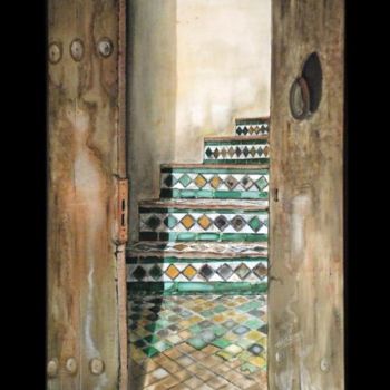 Painting titled "BAB droj.fes medina" by Najib, Original Artwork