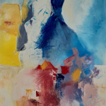 Painting titled "Le Cavalier Bleu" by Ghita Benkirane, Original Artwork, Oil