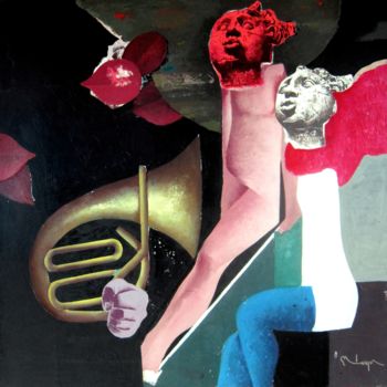 Pittura intitolato "ingeri" da Gheorghe Lungu, Opera d'arte originale, Acrilico