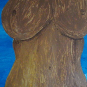 Painting titled "Eve au nombril" by Ghost, Original Artwork, Oil