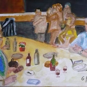 Schilderij getiteld "A la fête" door Gérard Husta, Origineel Kunstwerk