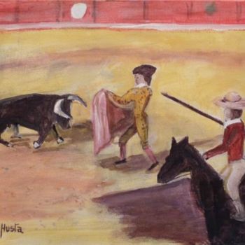 Schilderij getiteld "Corrida" door Gérard Husta, Origineel Kunstwerk