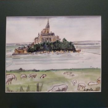 Schilderij getiteld "Mont Saint Michel" door Gérard Husta, Origineel Kunstwerk