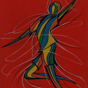 Painting titled "Sport graph 002" by Ghyslaine Leonelli, Original Artwork, Acrylic Mounted on Other rigid panel