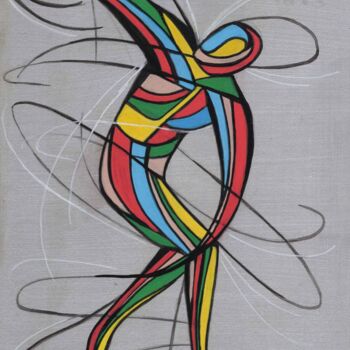Painting titled "Sport graph 001" by Ghyslaine Leonelli, Original Artwork, Acrylic