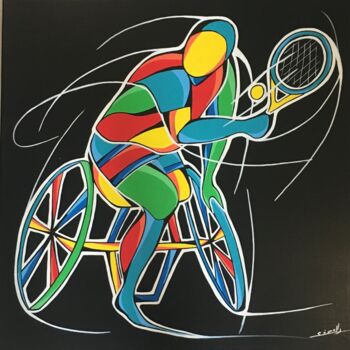 Painting titled "Handi tennis" by Ghyslaine Leonelli, Original Artwork, Acrylic