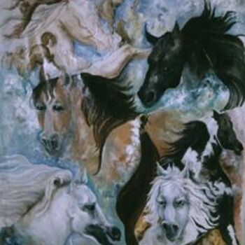 Malarstwo zatytułowany „les chevaux de l'ap…” autorstwa Ghyslaine De Sevlian, Oryginalna praca, Olej