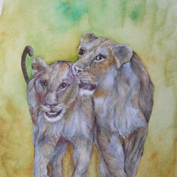 Painting titled "confidences" by Ghyslaine De Sevlian, Original Artwork, Oil