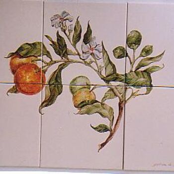 Peinture intitulée "les oranges style R…" par Ghyslaine De Sevlian, Œuvre d'art originale, Huile