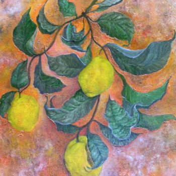 Peinture intitulée "les citrons " par Ghyslaine De Sevlian, Œuvre d'art originale, Huile
