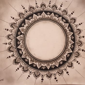 Dessin intitulée "Mandala personnalis…" par Ghyzlane El, Œuvre d'art originale, Marqueur