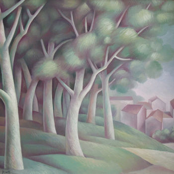 Pittura intitolato "Il boschetto" da Giampaolo Ghisetti, Opera d'arte originale, Olio