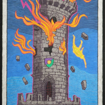 Schilderij getiteld "The tower" door Gian Luigi Delpin, Origineel Kunstwerk, Acryl