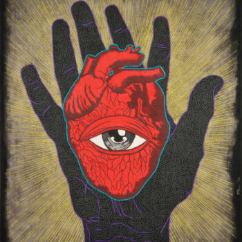 Malerei mit dem Titel "Mutant hand" von Gian Luigi Delpin, Original-Kunstwerk, Acryl Auf Keilrahmen aus Holz montiert