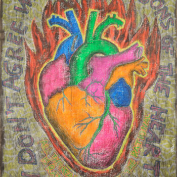 Painting titled "Scratched heart" by Gian Luigi Delpin, Original Artwork, Acrylic Mounted on Wood Stretcher frame