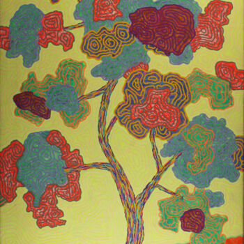 Pintura titulada "Acid vibrating tree" por Gian Luigi Delpin, Obra de arte original, Acrílico Montado en Bastidor de camilla…