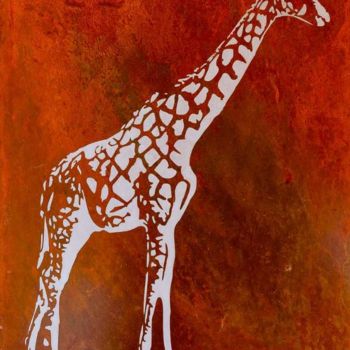 Malerei mit dem Titel "girafe 1" von Laurent Giancani, Original-Kunstwerk, Schablone