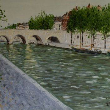 Pittura intitolato "vue-de-pont-neuf" da Giancarlo Di Battista, Opera d'arte originale
