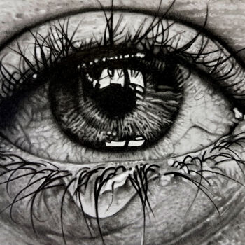 Disegno intitolato "solo una lacrima" da Giancarlo Foschi, Opera d'arte originale, Matita