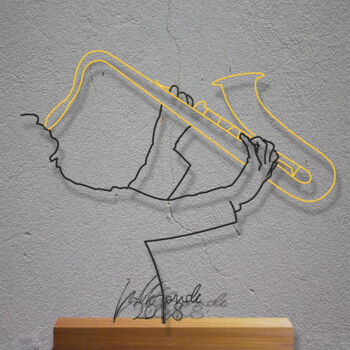 Escultura titulada "un filo per il sax" por Giancarlo Morandi, Obra de arte original, Metales