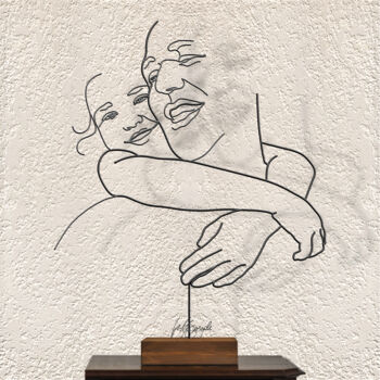 Скульптура под названием "Dolcezza di un padre" - Giancarlo Morandi, Подлинное произведение искусства, проволочный