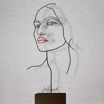 Escultura intitulada "Un filo un volto 2" por Giancarlo Morandi, Obras de arte originais, Arame