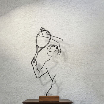 Скульптура под названием "Un filo...il tennis" - Giancarlo Morandi, Подлинное произведение искусства, проволочный