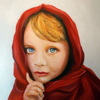 Malerei mit dem Titel "Bimba afghana" von Giancarlo Turchini, Original-Kunstwerk, Öl