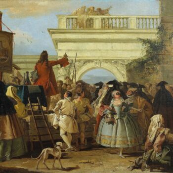 Painting titled "Le Charlatan" by Giandomenico Tiepolo, Original Artwork, Oil