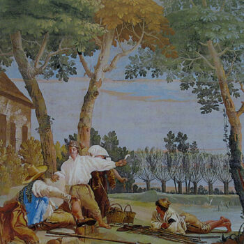 绘画 标题为“Paysans au repos” 由Giandomenico Tiepolo, 原创艺术品, 油